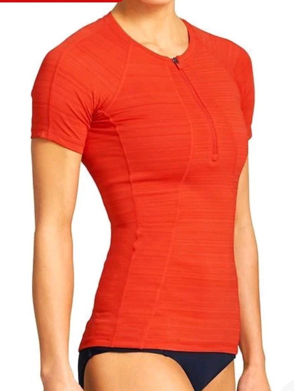 ATHLETA Pacifica UPF Activewear Quarter-Zip Tee Orange Small